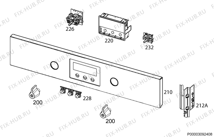 Взрыв-схема плиты (духовки) Ikea GRANSLOS 10300871 - Схема узла Command panel 037